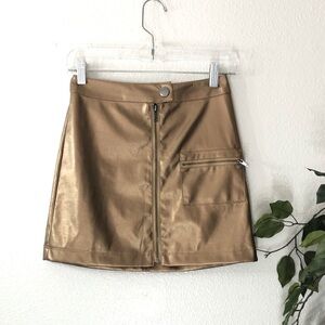 Urban Outfitters Gold Faux Leather Skirt